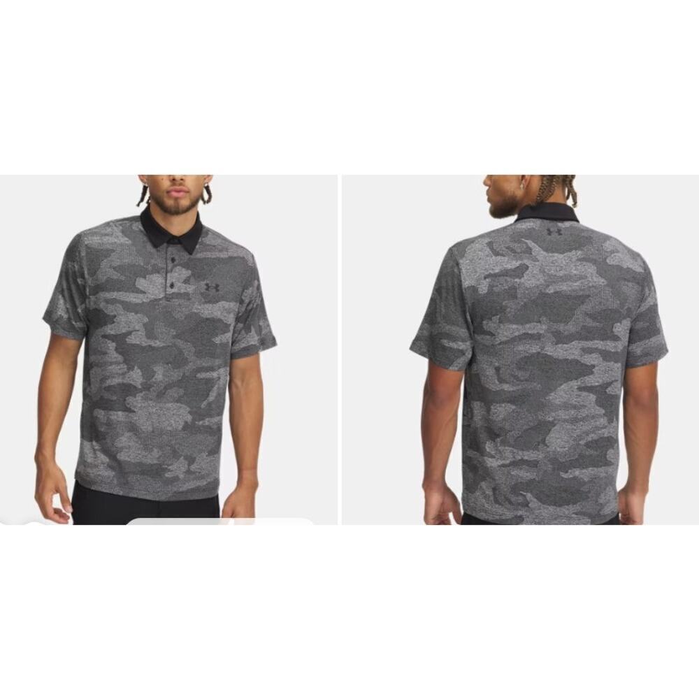 Under Armour Men's 2Xl UA Playoff Camo Jacquard Polo Shirt Black Gray - Picture 1 of 10